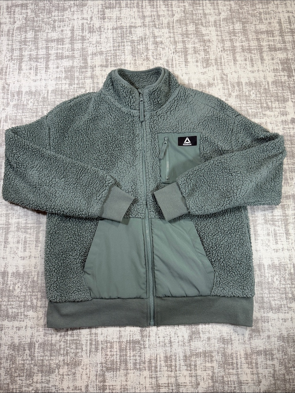 Reebok Men's Sherpa Jacket in Sage Green Size S 24x21
